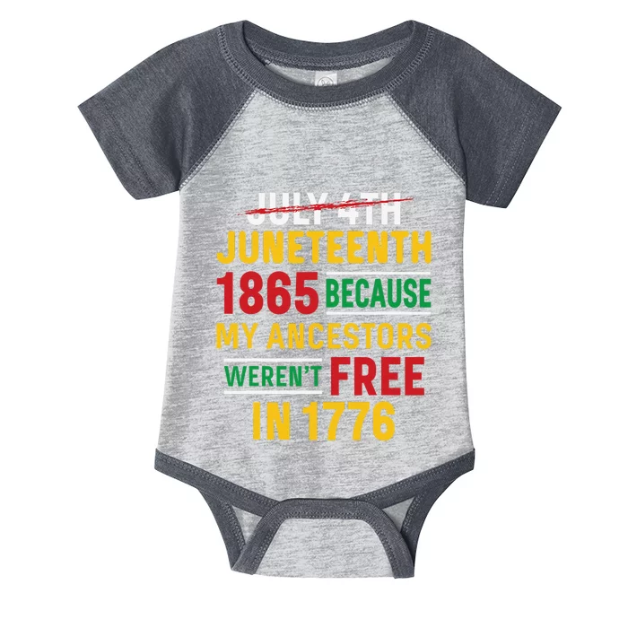 Juneteenth My Ancestors Weren't Free July 4th Infant Baby Jersey Bodysuit