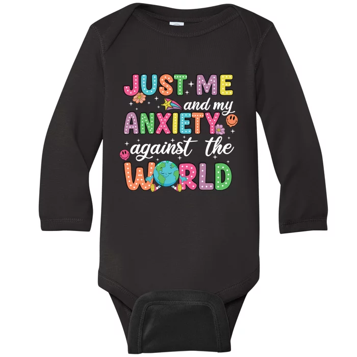 Just Me And My Anxiety Against The World Baby Long Sleeve Bodysuit