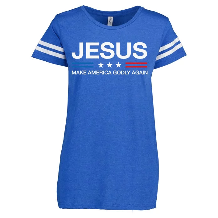 Jesus Make America Godly Again Christian Patriot God Faith Enza Ladies Jersey Football T-Shirt