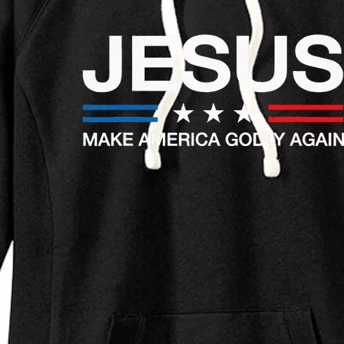 Jesus Make America Godly Again Christian Patriot God Faith Women's Fleece Hoodie