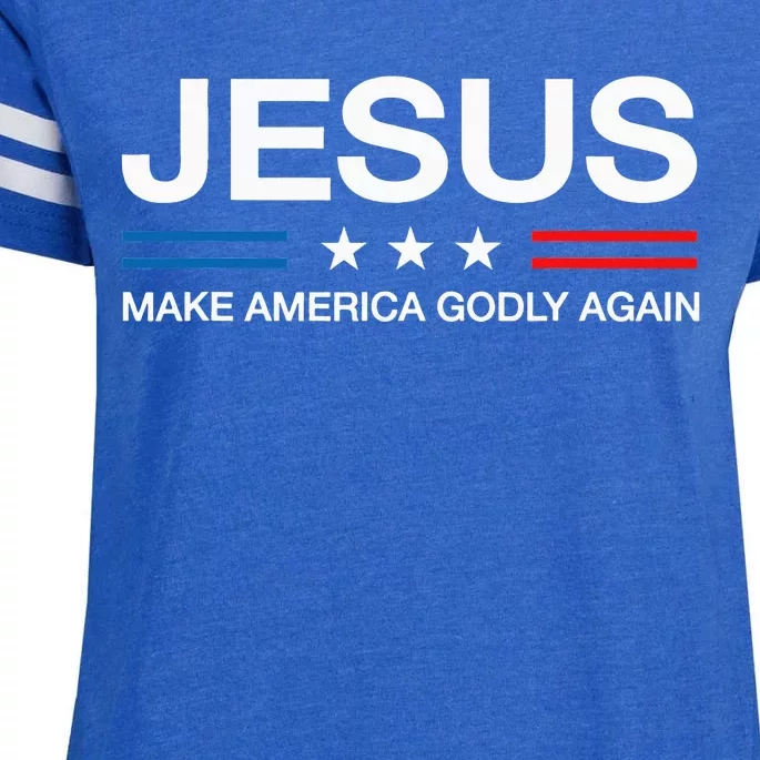 Jesus Make America Godly Again Christian Patriot God Faith Enza Ladies Jersey Football T-Shirt