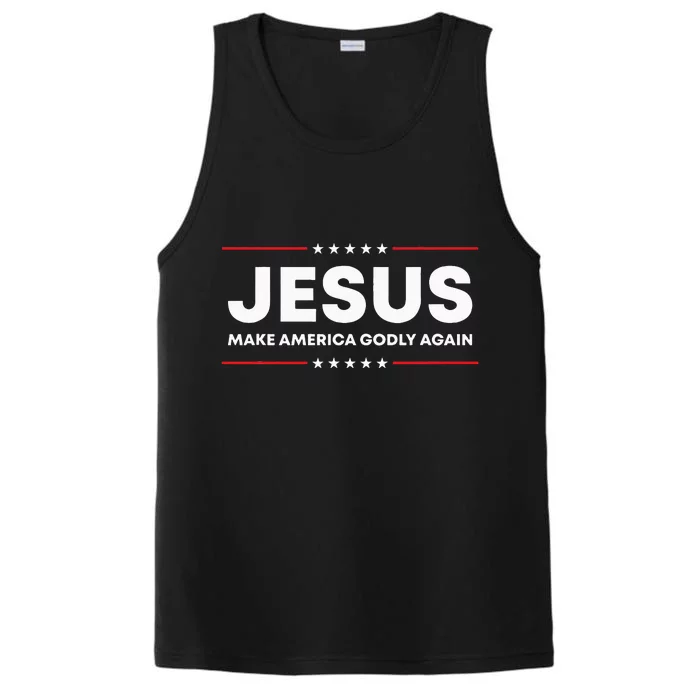 Jesus Make America Godly Again Patriotic Christian Faith USA Performance Tank