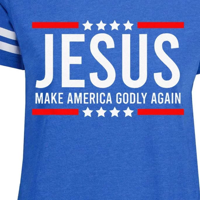 Jesus Make America Godly Again Patriotic Christian Enza Ladies Jersey Football T-Shirt