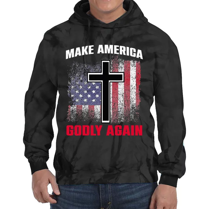 Jesus Make America Godly Again American Patriot Christian Tie Dye Hoodie