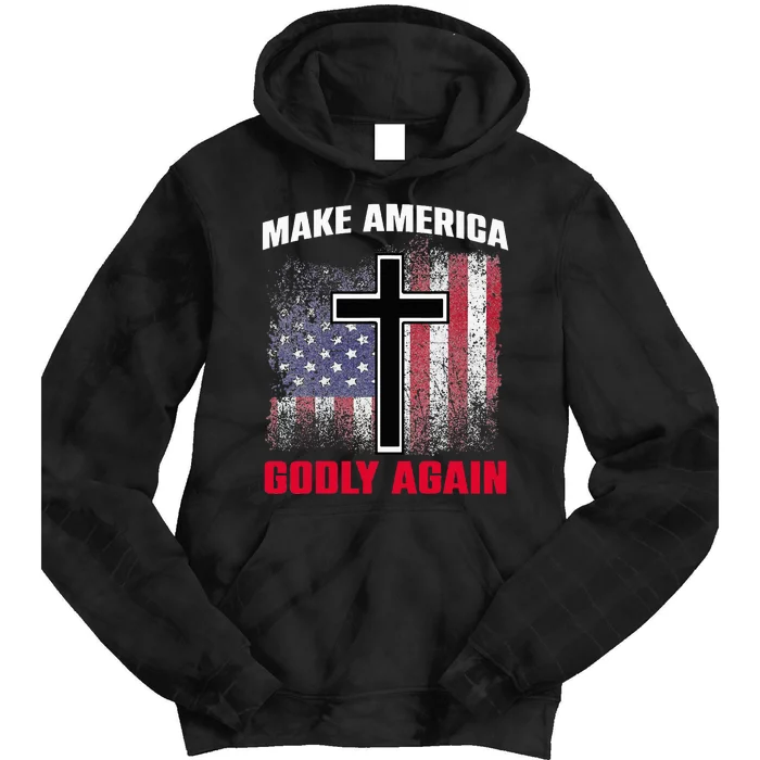 Jesus Make America Godly Again American Patriot Christian Tie Dye Hoodie