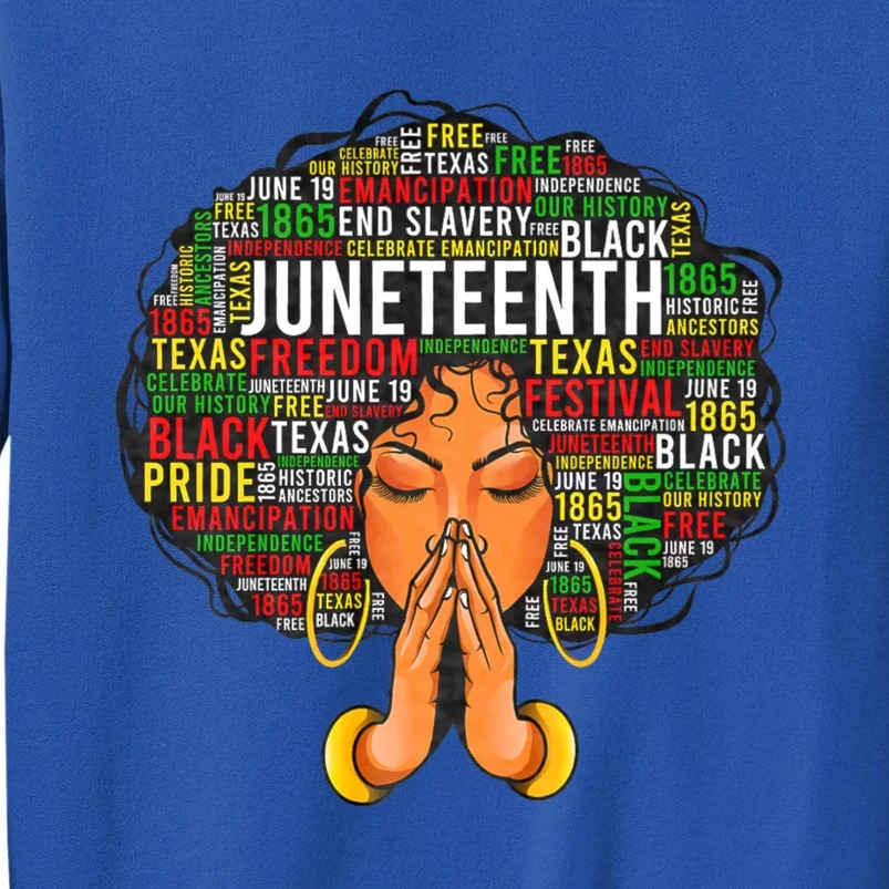 Juneteenth Melanin Black Women Natural Hair Graphic Tall Sweatshirt