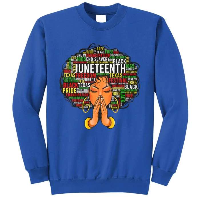 Juneteenth Melanin Black Women Natural Hair Graphic Tall Sweatshirt