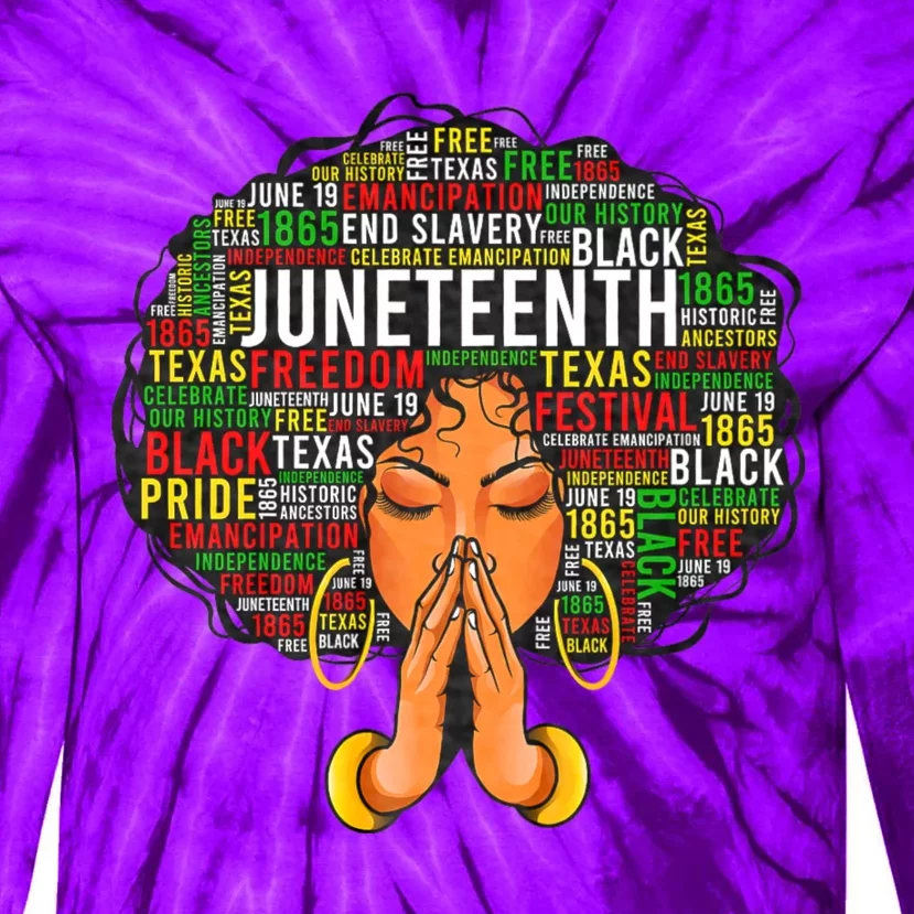 Juneteenth Melanin Black Women Natural Hair Graphic Tie-Dye Long Sleeve Shirt