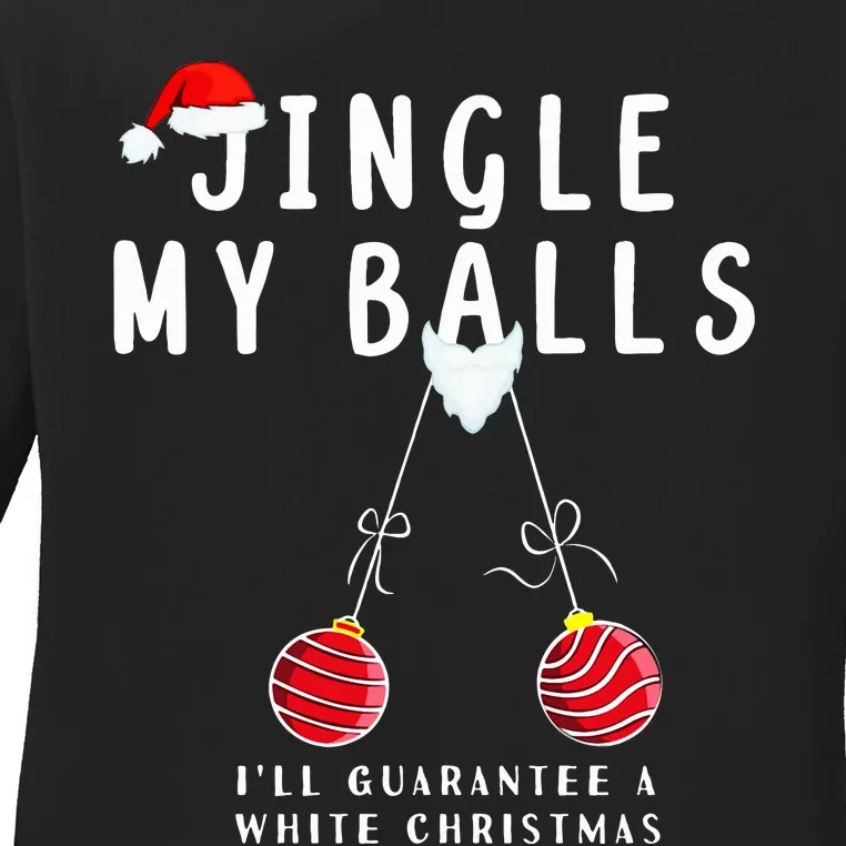 Jingle My Balls White Christmas Ladies Long Sleeve Shirt