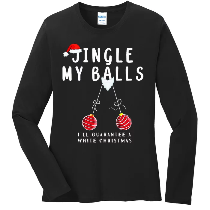 Jingle My Balls White Christmas Ladies Long Sleeve Shirt