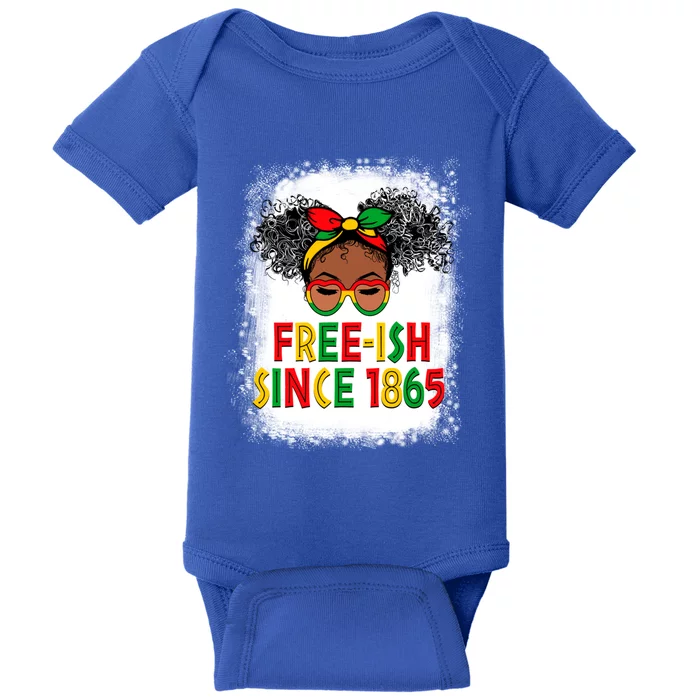 Juneteenth Messy Bun Freegiftish Since 1865 Black Pride Gift Baby Bodysuit