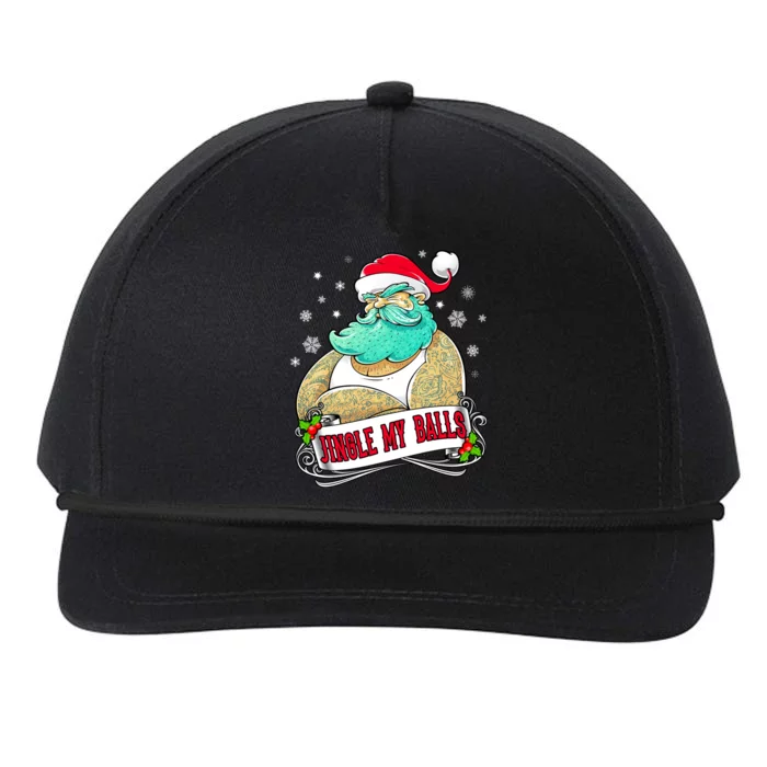 Jingle My Balls Tattooed Santa Xmas Party Adult Gift Idea Gift Snapback Five-Panel Rope Hat