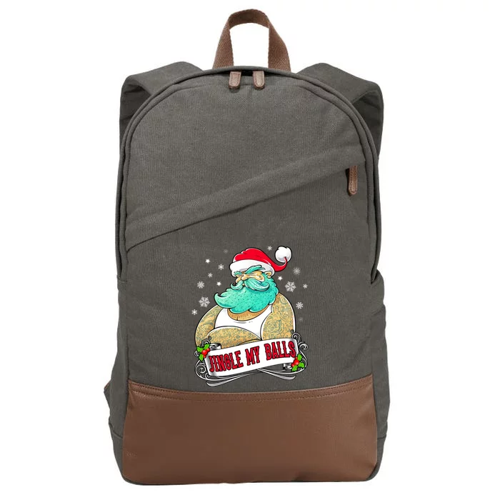 Jingle My Balls Tattooed Santa Xmas Party Adult Gift Idea Gift Cotton Canvas Backpack