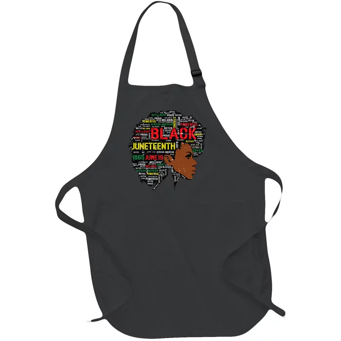 Juneteenth Melanin Black Wo Natural Hair Afro Word Art Full-Length Apron With Pocket