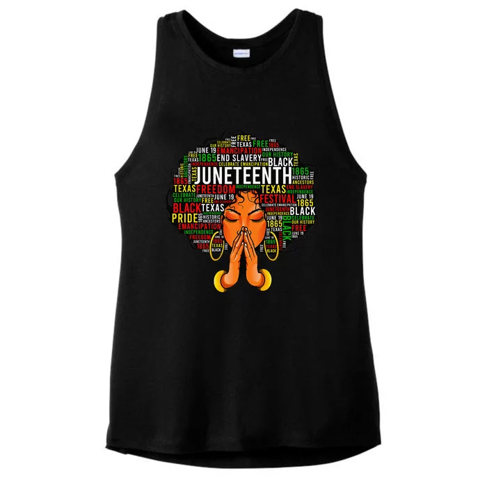 Juneteenth Melanin Black  Natural Hair Afro Word Art Ladies Tri-Blend Wicking Tank