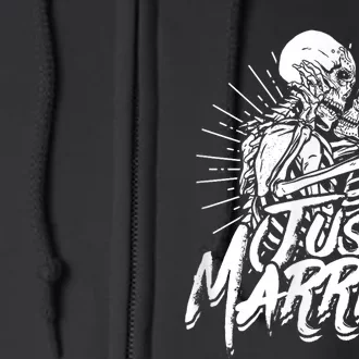 Just Married Bride And Groom Skeleton Couple Full Zip Hoodie