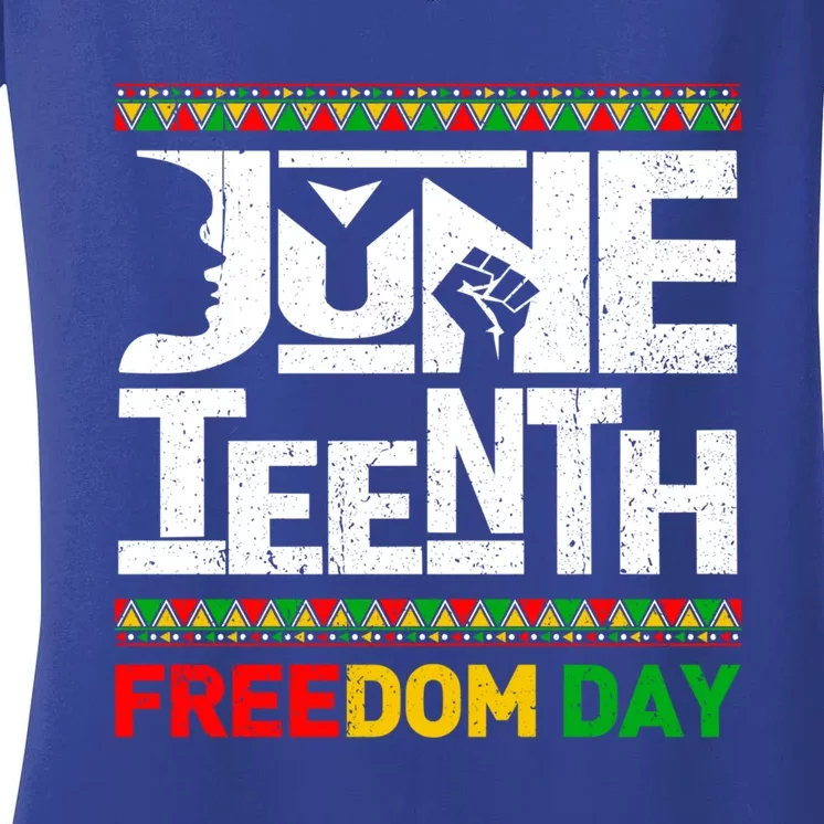 Juneteenth Melanin Black History Month Freedom Day African Gift Women's V-Neck T-Shirt