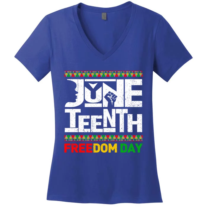 Juneteenth Melanin Black History Month Freedom Day African Gift Women's V-Neck T-Shirt