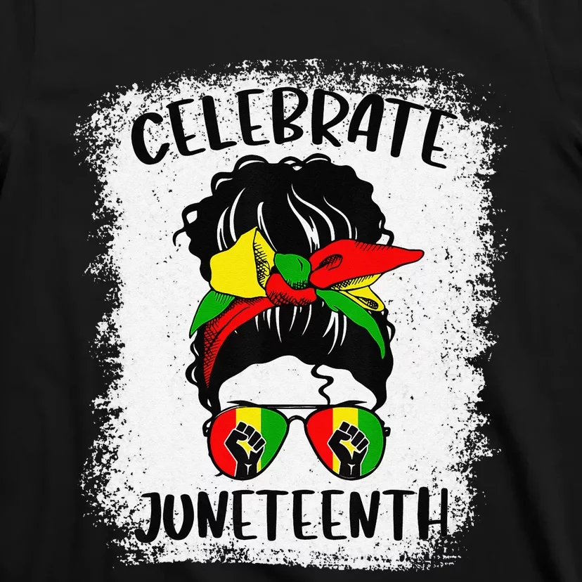 Juneteenth  Messy Bun Juneteenth Celebrate 1865 T-Shirt