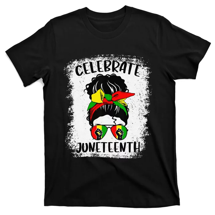 Juneteenth  Messy Bun Juneteenth Celebrate 1865 T-Shirt