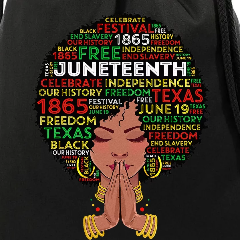 Juneteenth Melanin Black Wo Natural Hair Afro Queen Drawstring Bag