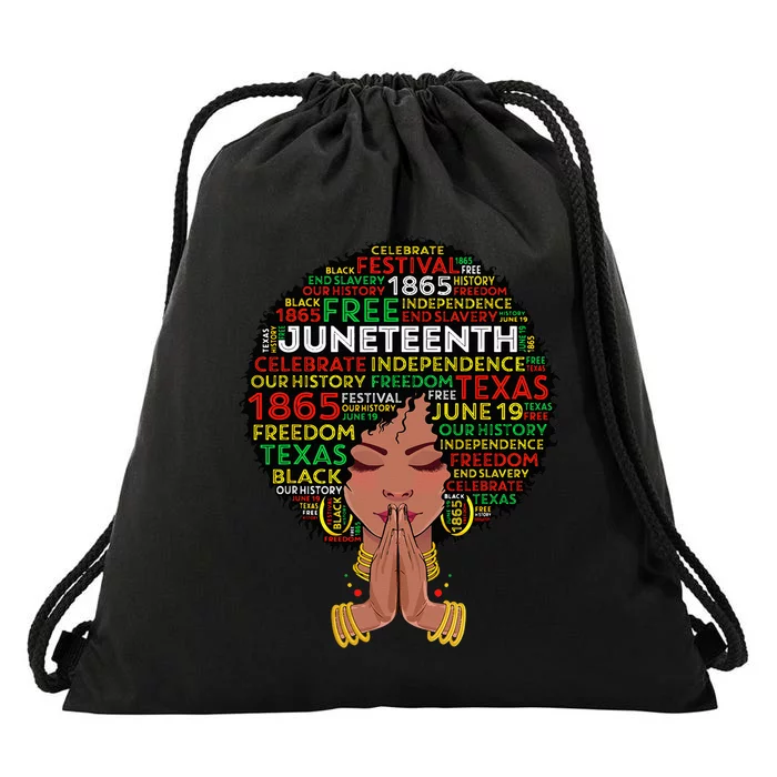 Juneteenth Melanin Black Wo Natural Hair Afro Queen Drawstring Bag