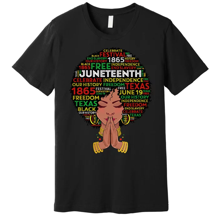 Juneteenth Melanin Black Wo Natural Hair Afro Queen Premium T-Shirt