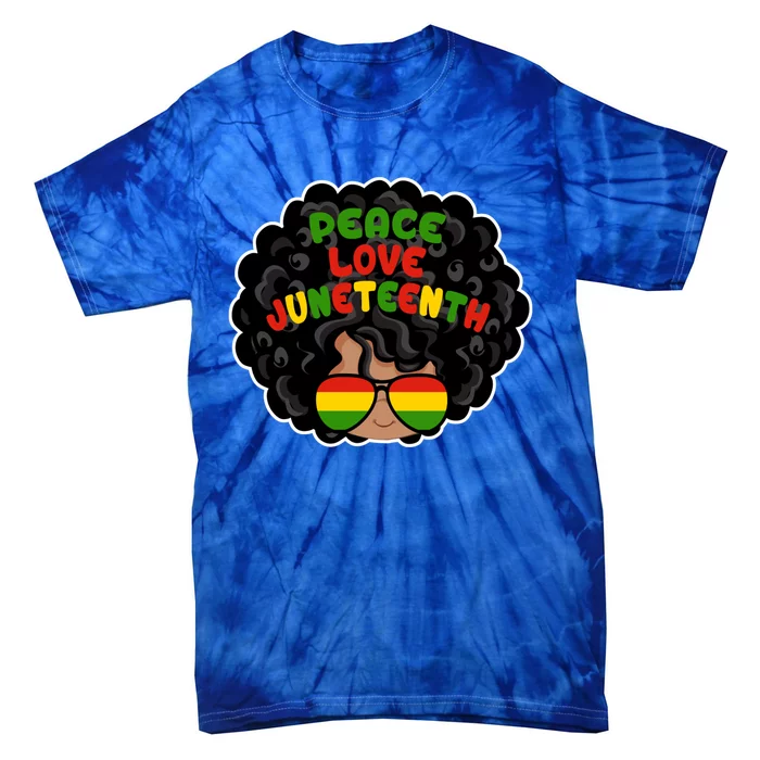 Juneteenth Melanin Black Magic Natural Hair Peace Love Cool Gift Tie-Dye T-Shirt