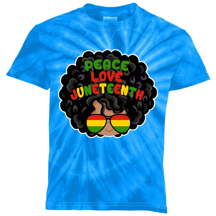 Juneteenth Melanin Black Magic Natural Hair Peace Love Cool Gift Kids Tie-Dye T-Shirt