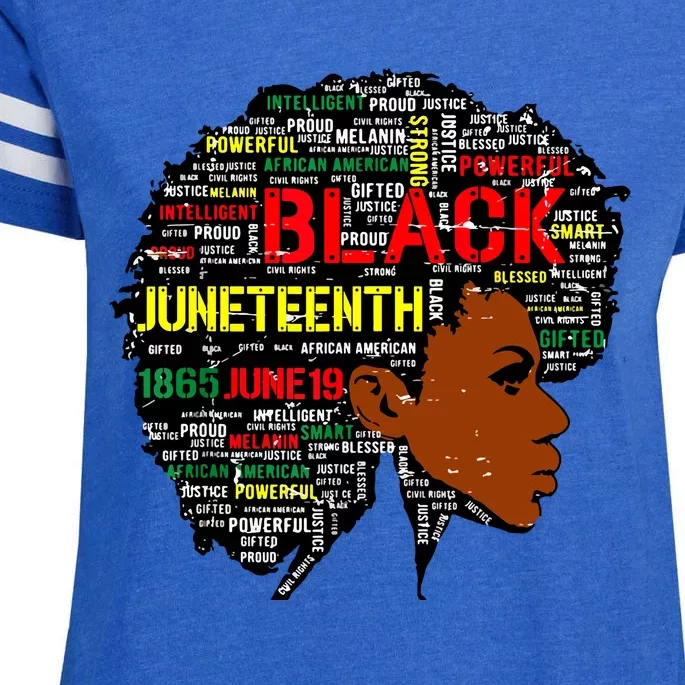 Juneteenth Melanin Black Women Natural Hair Afro Word Art 8019 Enza Ladies Jersey Football T-Shirt