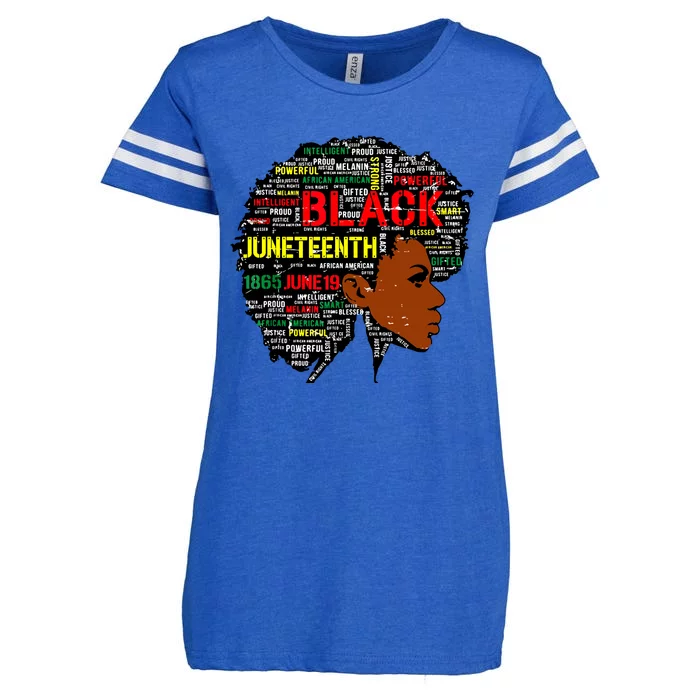 Juneteenth Melanin Black Women Natural Hair Afro Word Art 8019 Enza Ladies Jersey Football T-Shirt