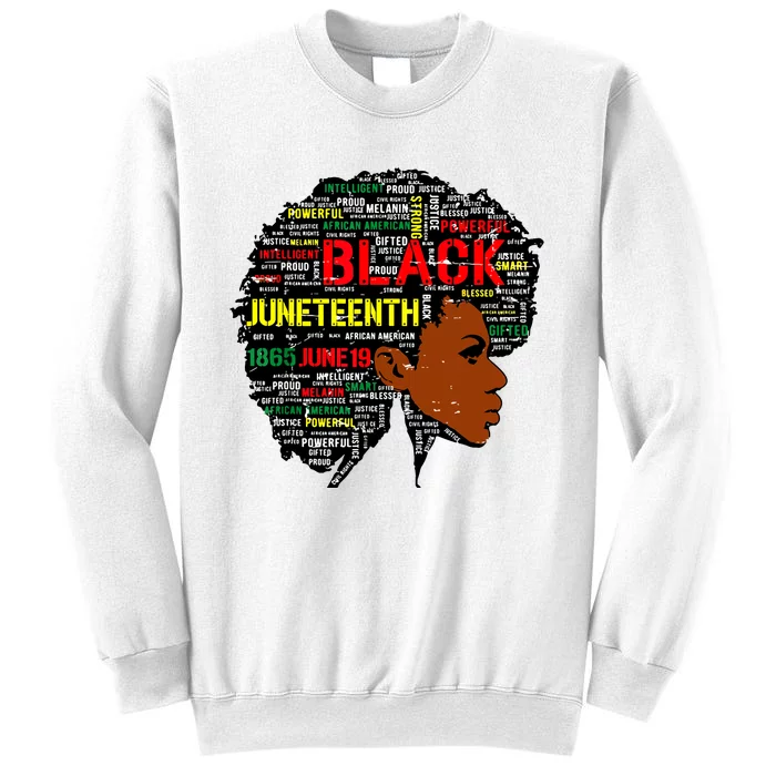 Juneteenth Melanin Black Women Natural Hair Afro Word Art 8019 Sweatshirt