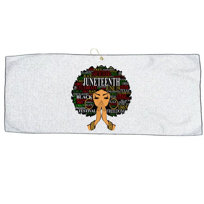 Juneteenth Melanin Black Women Natural Hair Afro Word Art Large Microfiber Waffle Golf Towel