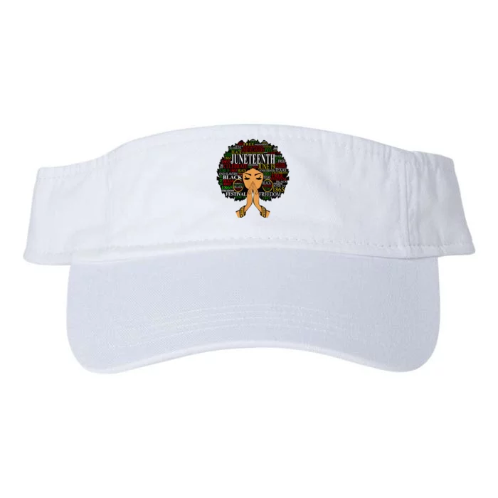 Juneteenth Melanin Black Women Natural Hair Afro Word Art Valucap Bio-Washed Visor