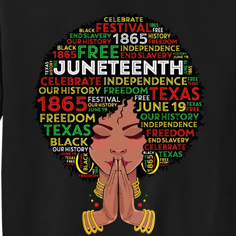 Juneteenth Melanin Black  Natural Hair Afro Queen Tall Sweatshirt