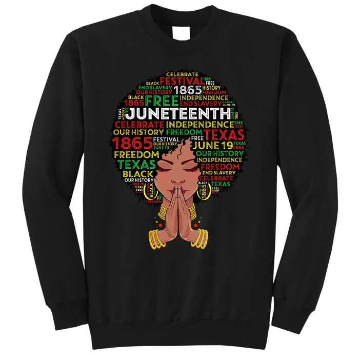 Juneteenth Melanin Black  Natural Hair Afro Queen Tall Sweatshirt