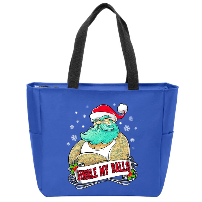 Jingle My Balls Tattooed Santa Xmas Party Adult Gift Idea Cute Gift Zip Tote Bag