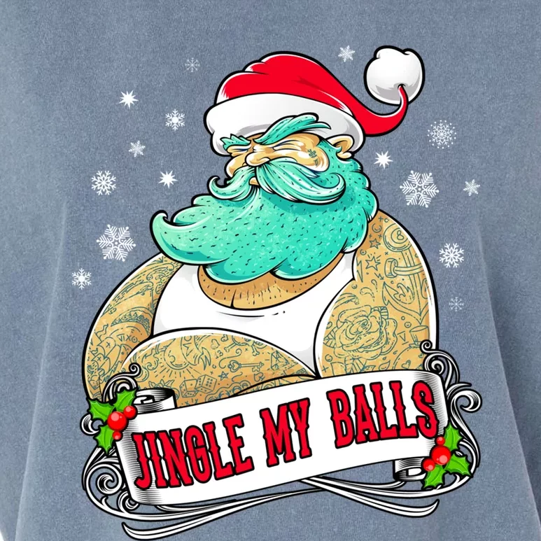 Jingle My Balls Tattooed Santa Xmas Party Adult Gift Idea Cute Gift Garment-Dyed Women's Muscle Tee