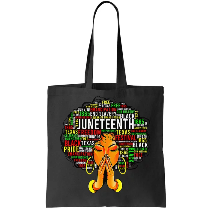 Juneteenth Melanin Black Wo Natural Hair Afro Tote Bag