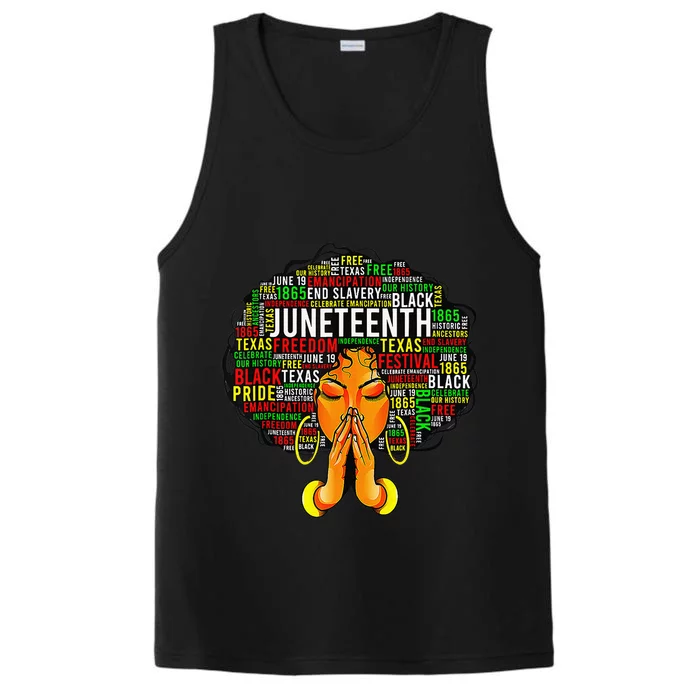 Juneteenth Melanin Black Wo Natural Hair Afro Performance Tank