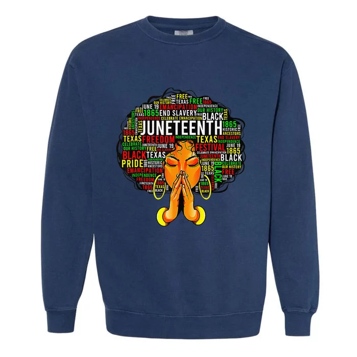 Juneteenth Melanin Black Wo Natural Hair Afro Garment-Dyed Sweatshirt