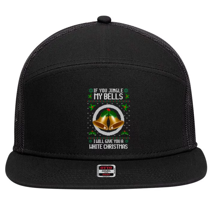 Jingle My Bells I Will Give You A White Christmas Xmas 7 Panel Mesh Trucker Snapback Hat