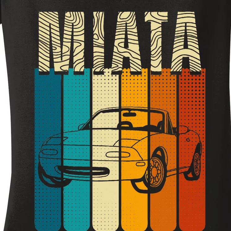 Japanese Miata Car Retro Sports Car Legend 90s Women's V-Neck T-Shirt