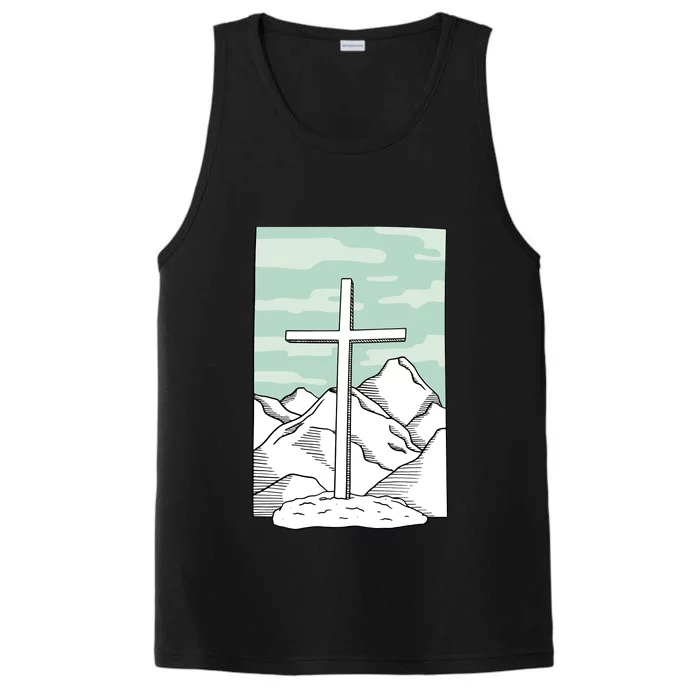 Jesus Mountain Cross Performance Tank