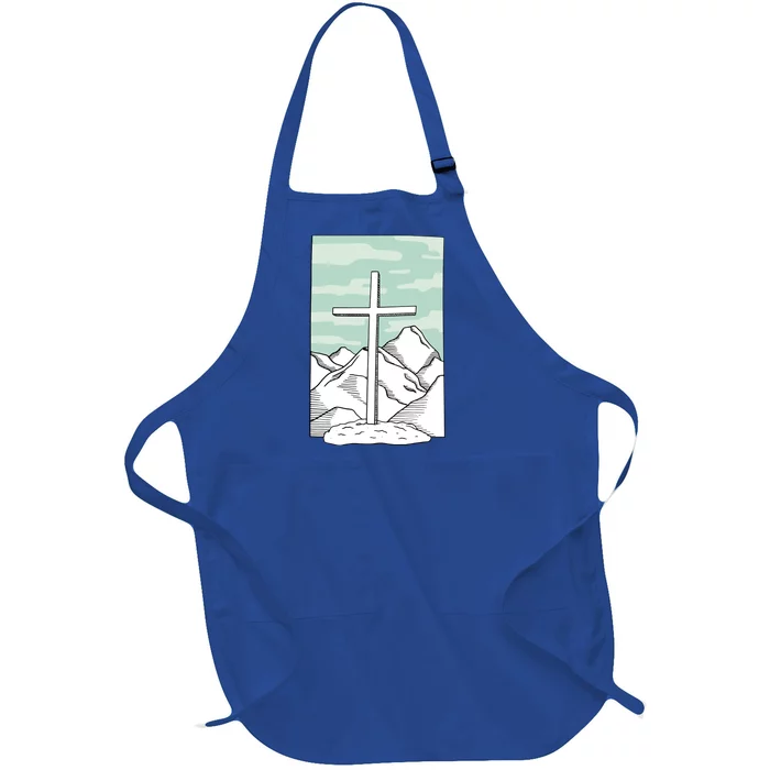 Jesus Mountain Cross Full-Length Apron With Pocket