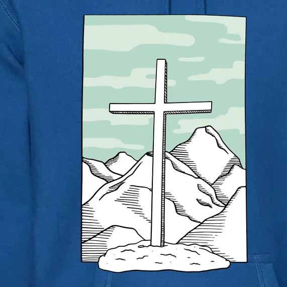 Jesus Mountain Cross Premium Hoodie