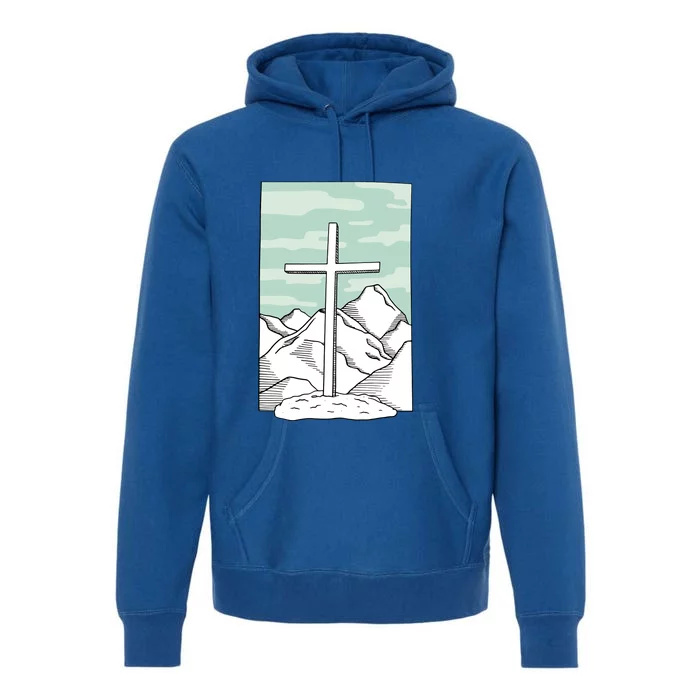 Jesus Mountain Cross Premium Hoodie