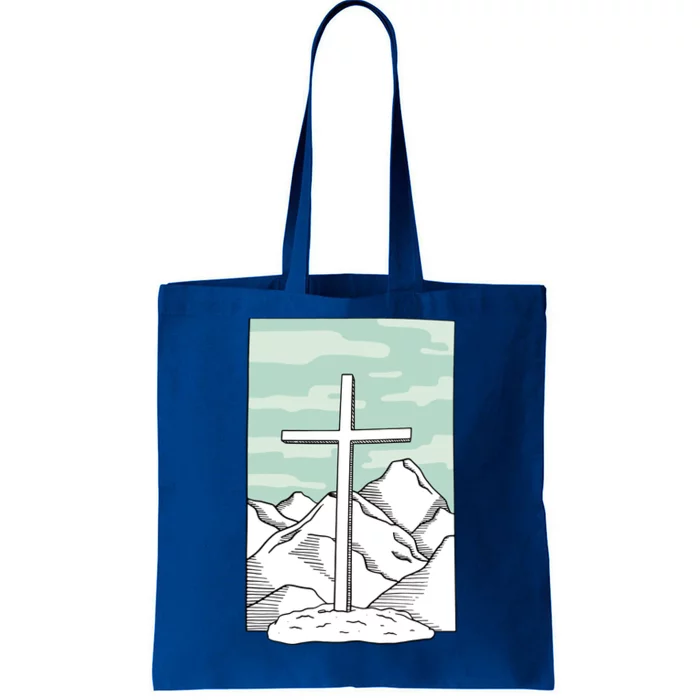 Jesus Mountain Cross Tote Bag