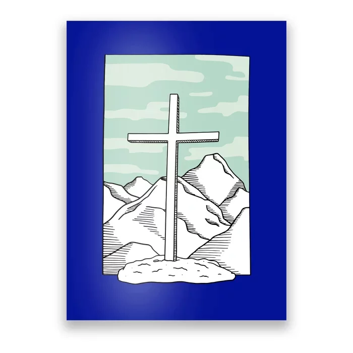 Jesus Mountain Cross Poster