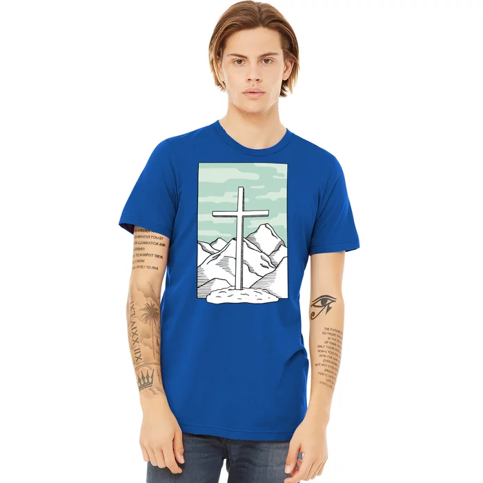 Jesus Mountain Cross Premium T-Shirt